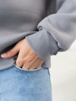 Мужская Хлопковая Серая Кофта под Горло на Флисе с Замком на Воротнике