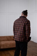 Мужская Свободная Терракотовая Рубашка в Клеточку - Байковая Теплая