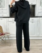 Женский Базовый Графитовый Костюм Свободного Кроя с Капюшоном на Молнии (Кофта + Штаны)