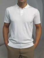 Мужская Трикотажная Белая Футболка Поло - Базовая Классическая с Воротником