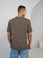 Мужская Базовая Трикотажная Коричневая Футболка