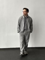 Мужской Свободный Серый Костюм - Бомбер на Молнии + Штаны Прямого Кроя