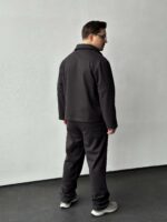 Мужской Свободный Графитовый Костюм - Бомбер на Молнии + Штаны Прямого Кроя
