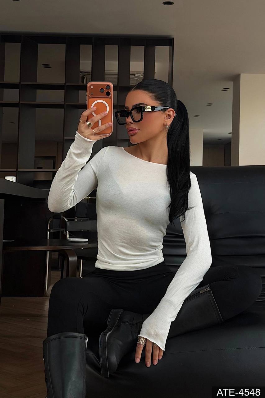 photo_2026-02-21_10-57-33 Женская Базовая Тоненькая Полупрозрачная Белая Кофта