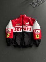 Мужская Демисезонная Красная Куртка Бомбер на Змейке с Принтами Надписями