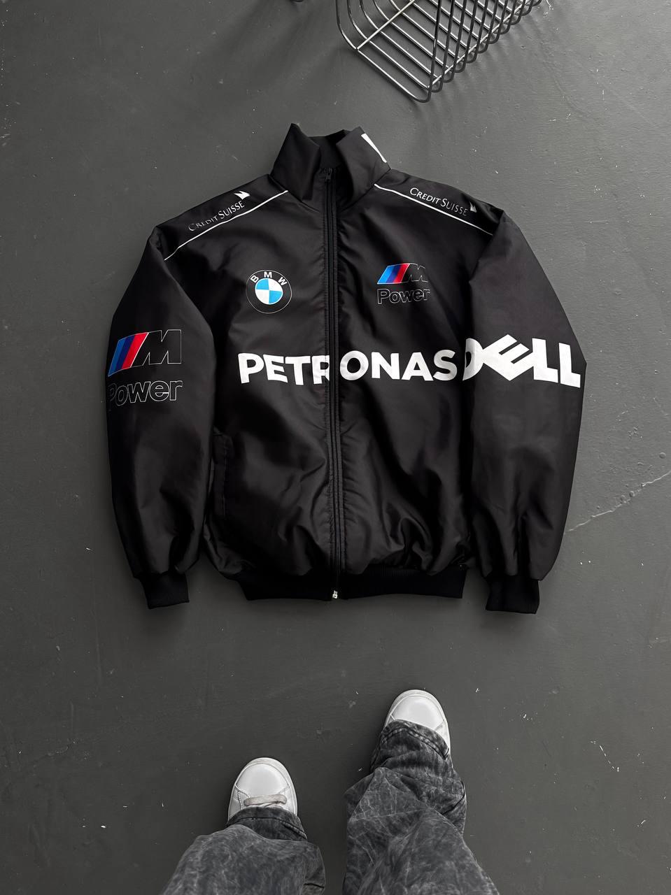 photo_2026-02-21_11-39-32 Мужская Демисезонная Черная Куртка Бомбер на Змейке с Принтами Надписями