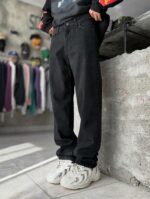 Мужские Черные Джинсы Багги Широкие Оверсайз