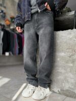 Мужские Темно-Серые Джинсы Багги Широкие Оверсайз