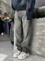 Мужские Серые Джинсы Багги Широкие Оверсайз