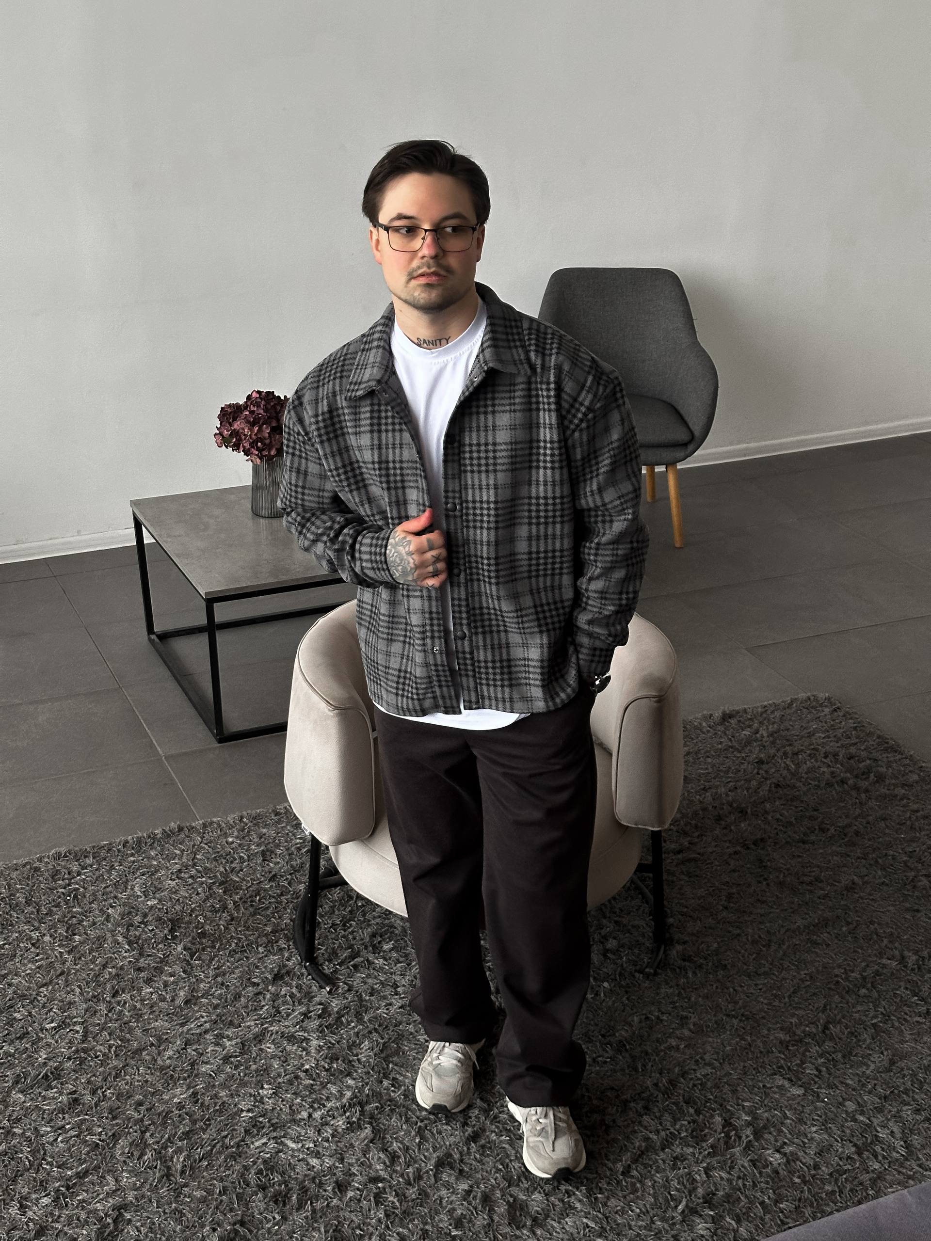 photo_2026-02-22_11-34-44 Мужская Байковая Графитовая Клетчатая Рубашка Свободного Кроя