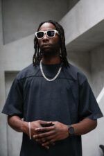 Мужская Хлопковая Вареная Графитовая Футболка Оверсайз - Объемная с Потертостями