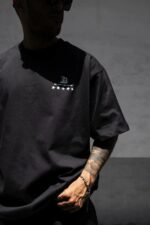 Мужская Черная Футболка Оверсайз - Хлопковая Объемная с Принтом на Спине