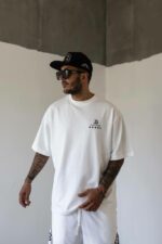 Мужская Белая Футболка Оверсайз - Хлопковая Объемная с Принтом на Спине