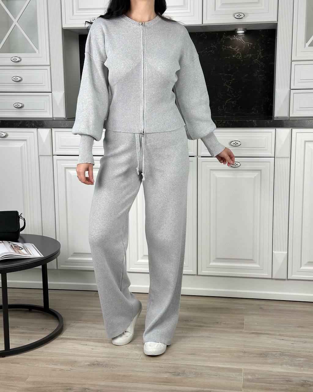 photo_2026-02-23_12-11-36 Женский Базовый Трикотажный Серый Костюм на Молнии (Кофта + Штаны)