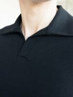 Мужская Трикотажная Черная Классическая Футболка Поло с Воротником