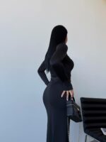 Женское Силуэтное Черное Платье - Длинное Облегающего Кроя