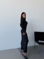 Женское Силуэтное Черное Платье - Длинное Облегающего Кроя