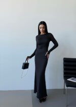 Женское Силуэтное Черное Платье - Длинное Облегающего Кроя