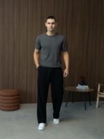 Мужская Графитовая Футболка - Базовая Хлопковая