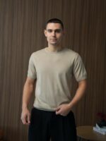 Мужская Бежевая Футболка - Базовая Хлопковая