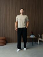 Мужская Бежевая Футболка - Базовая Хлопковая