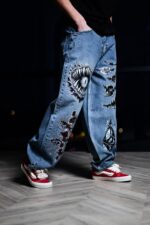 Мужские Синие Джинсы Баллоны - Широкие Оверсайз в Принтах