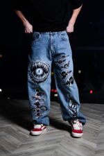 Мужские Синие Джинсы Баллоны - Широкие Оверсайз в Принтах