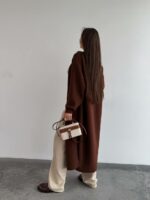 Женский Мягкий Длинный Коричневый Кардиган Свободного Кроя