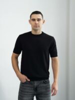 Мужская Базовая Трикотажная Черная Футболка