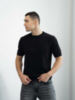 Мужская Базовая Трикотажная Черная Футболка
