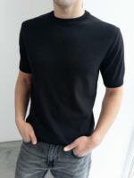 Мужская Базовая Трикотажная Черная Футболка