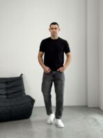 Мужская Базовая Трикотажная Черная Футболка