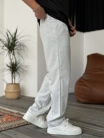 Мужские Классические Широкие Серые Штаны Брюки Свободного Кроя