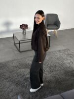 Женская Демисезонная Замшевая Коричневая Куртка Бомбер на Молнии