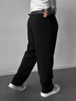 Мужские Классические Черные Штаны Свободного Кроя - Широкие Брюки со Складками