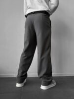 Мужские Классические Темно-Серые Штаны Свободного Кроя - Широкие Брюки со Складками