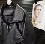 Женская Демисезонная Черная Куртка Кожанка - Кожаный Бомбер на Молнии