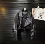 Женская Демисезонная Черная Куртка Кожанка - Кожаный Бомбер на Молнии