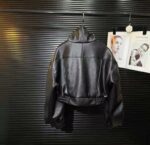 Женская Демисезонная Черная Куртка Кожанка - Кожаный Бомбер на Молнии