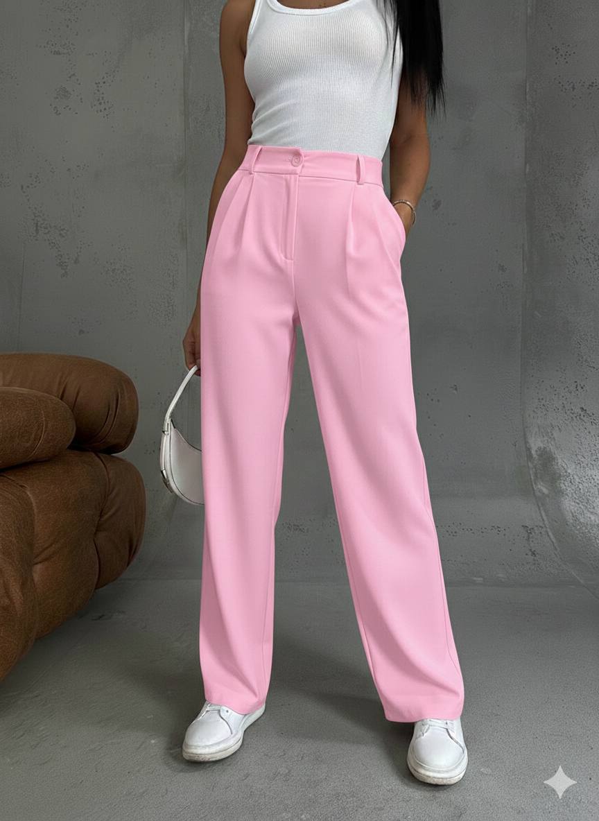 photo_2026-02-28_12-07-30 Женские Свободные Классические Розовые Брюки Палаццо
