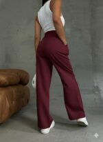 Женские Свободные Классические Бордовые Брюки Палаццо