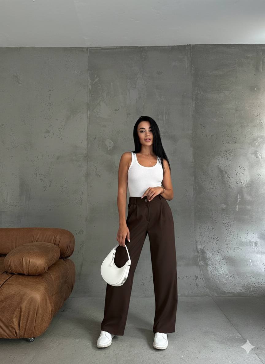 photo_2026-02-28_12-07-38 Женские Свободные Классические Коричневые Брюки Палаццо