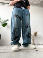 Мужские Широкие Синие Джинсы Баллоны Оверсайз Принт Мэрилин Монро