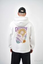 Мужское Белое Худи “Destroy” - Свободного Кроя на Флисе