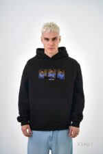 Мужское Черное Худи “I’m Fine” - Свободного Кроя на Флисе