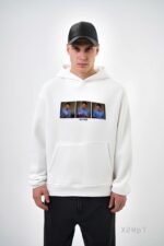 Мужское Белое Худи “I’m Fine” - Свободного Кроя на Флисе