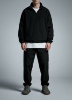 Мужской Базовый Свободный Черный Спортивный Костюм Плащевка - Анорак + Штаны