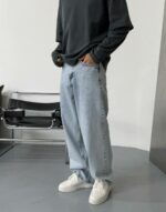 Мужские Светло-Голубые Джинсы Багги - Широкие Оверсайз