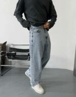 Мужские Светло-Голубые Джинсы Багги - Широкие Оверсайз