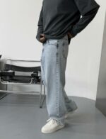 Мужские Светло-Голубые Джинсы Багги - Широкие Оверсайз